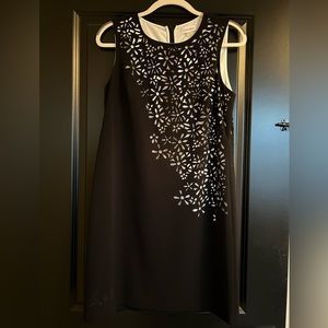 Calvin Klein Black Dress with Floral Cutouts - 10